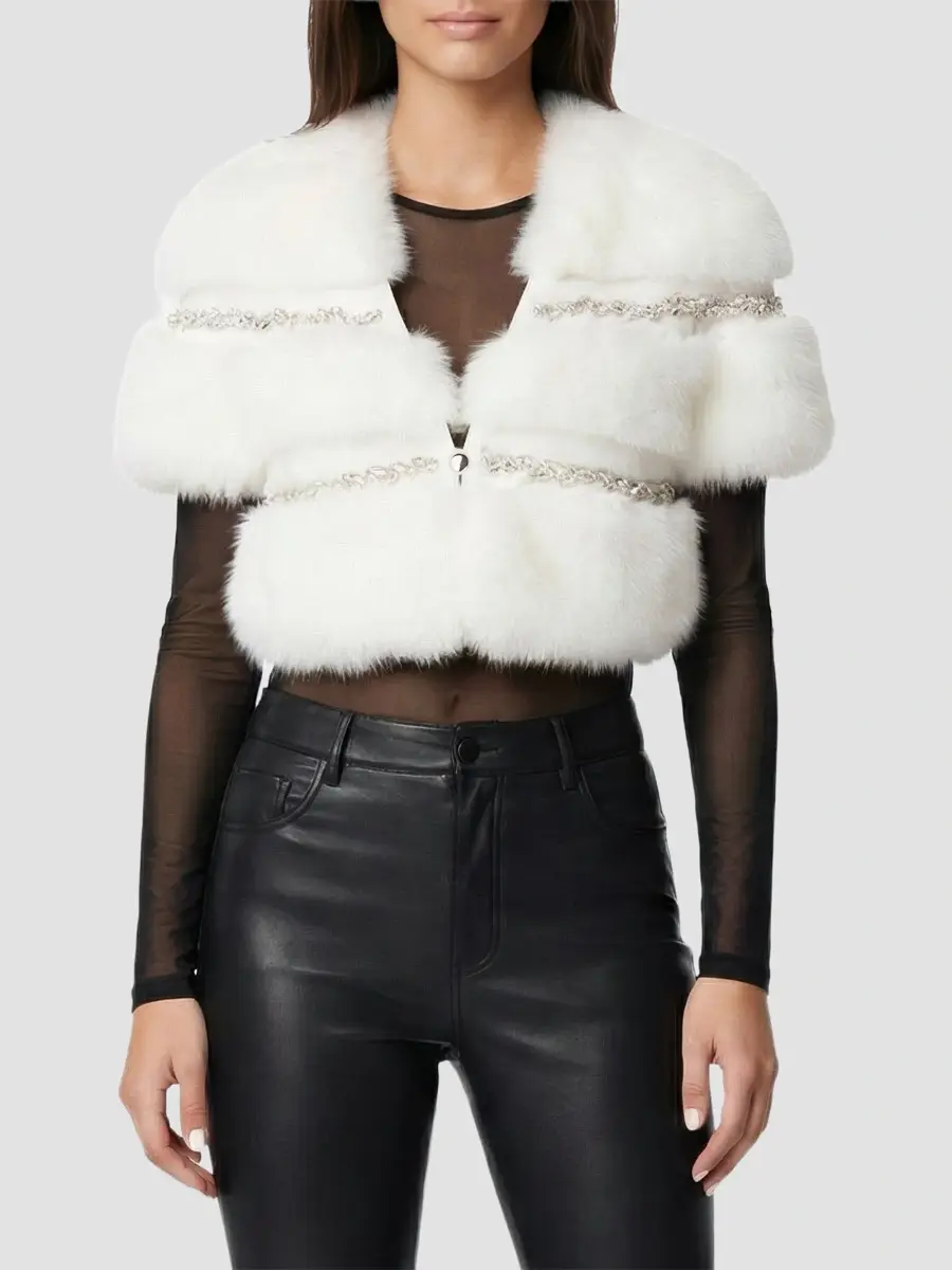 Lyla Grant Women's Fur-Free Fox (Faux Fur) Stole With Rhinestone Inserts | Thumbnail 3 Lyla Grant Women's Fur-Free Fox (Faux Fur) Stole With Rhinestone Inserts | Thumbnail 3