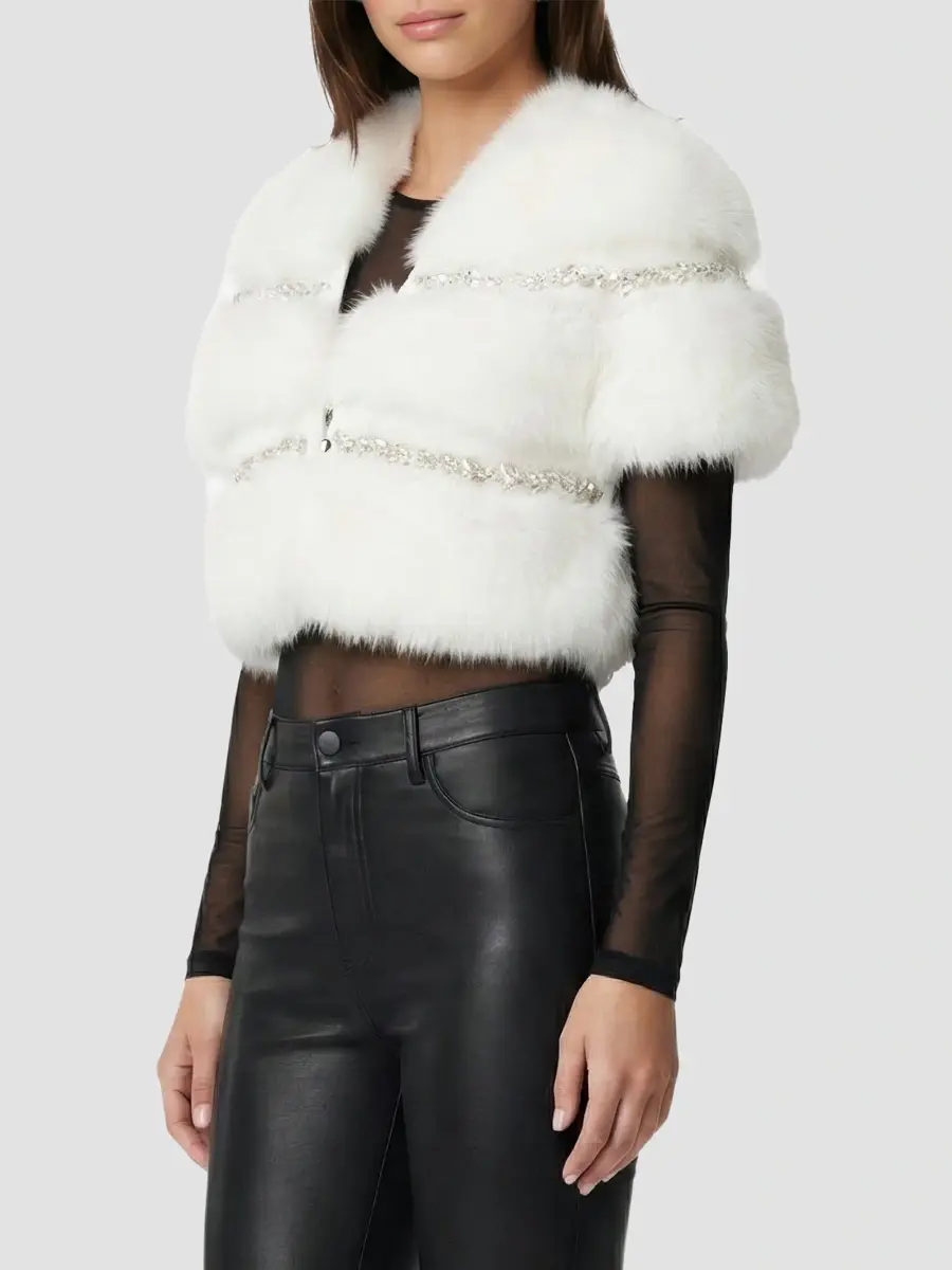 Lyla Grant Women's Fur-Free Fox (Faux Fur) Stole With Rhinestone Inserts | Thumbnail 4 Lyla Grant Women's Fur-Free Fox (Faux Fur) Stole With Rhinestone Inserts | Thumbnail 4