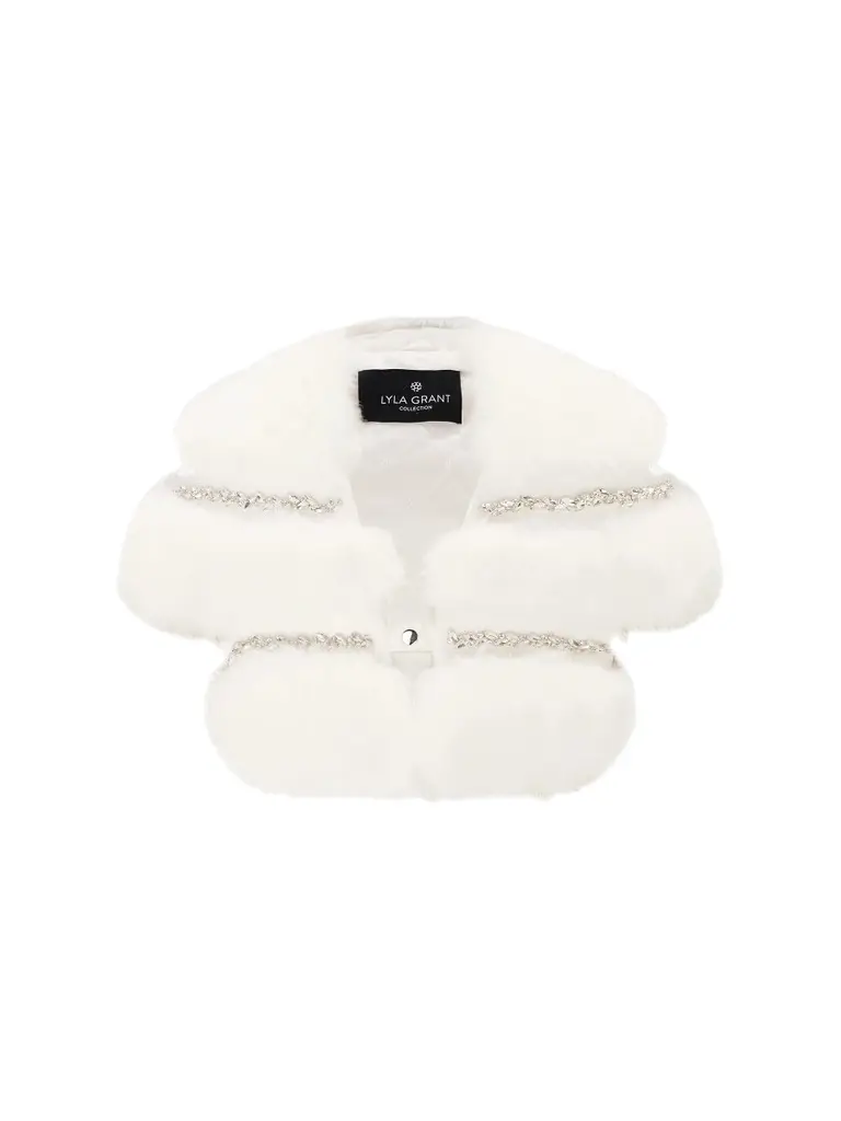 Lyla Grant Women's Fur-Free Fox (Faux Fur) Stole With Rhinestone Inserts