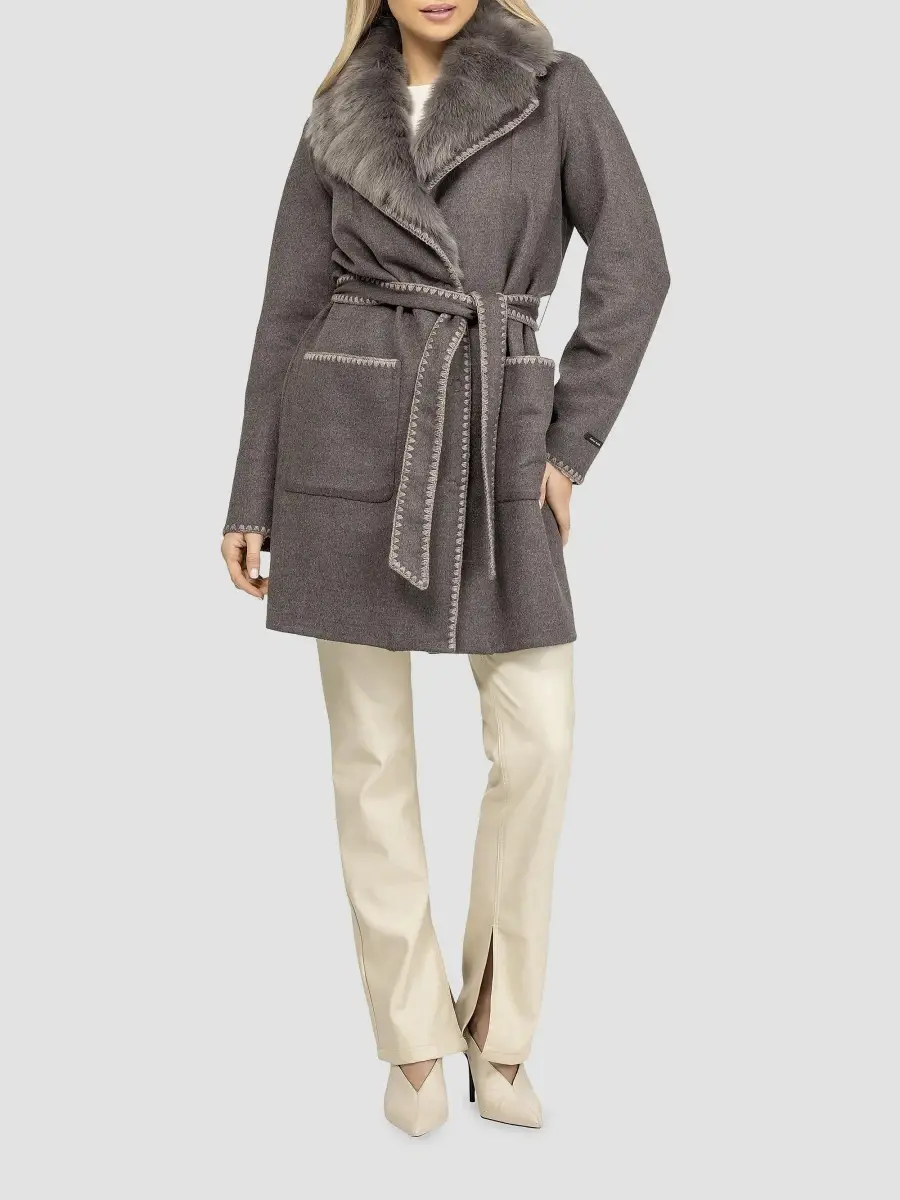 Gorski Women's Cashmere and Wool Stroller with Shearling Lamb Collar | Thumbnail 2 Gorski Women's Cashmere and Wool Stroller with Shearling Lamb Collar | Thumbnail 2