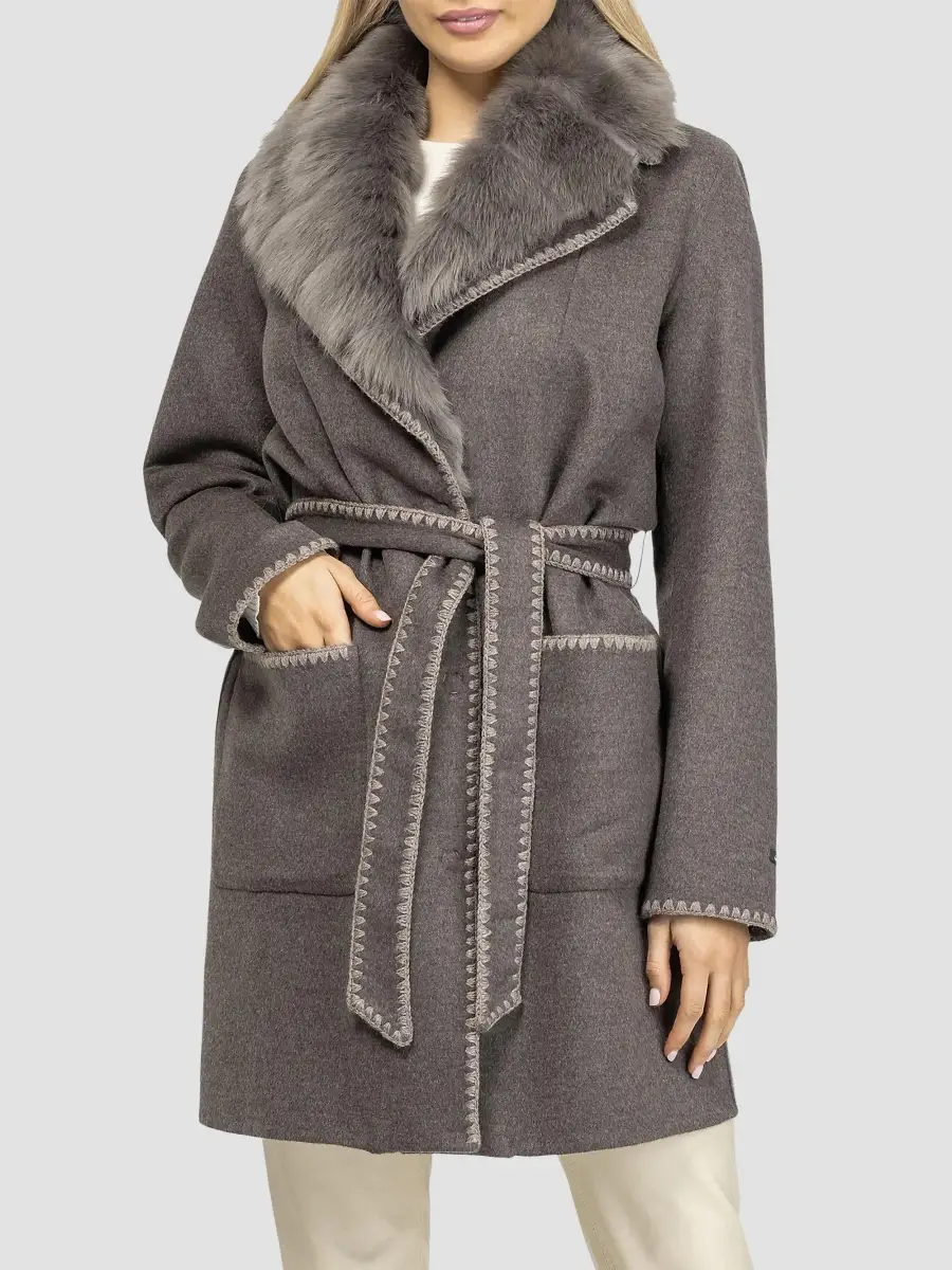 Gorski Women's Cashmere and Wool Stroller with Shearling Lamb Collar | Thumbnail 3 Gorski Women's Cashmere and Wool Stroller with Shearling Lamb Collar | Thumbnail 3