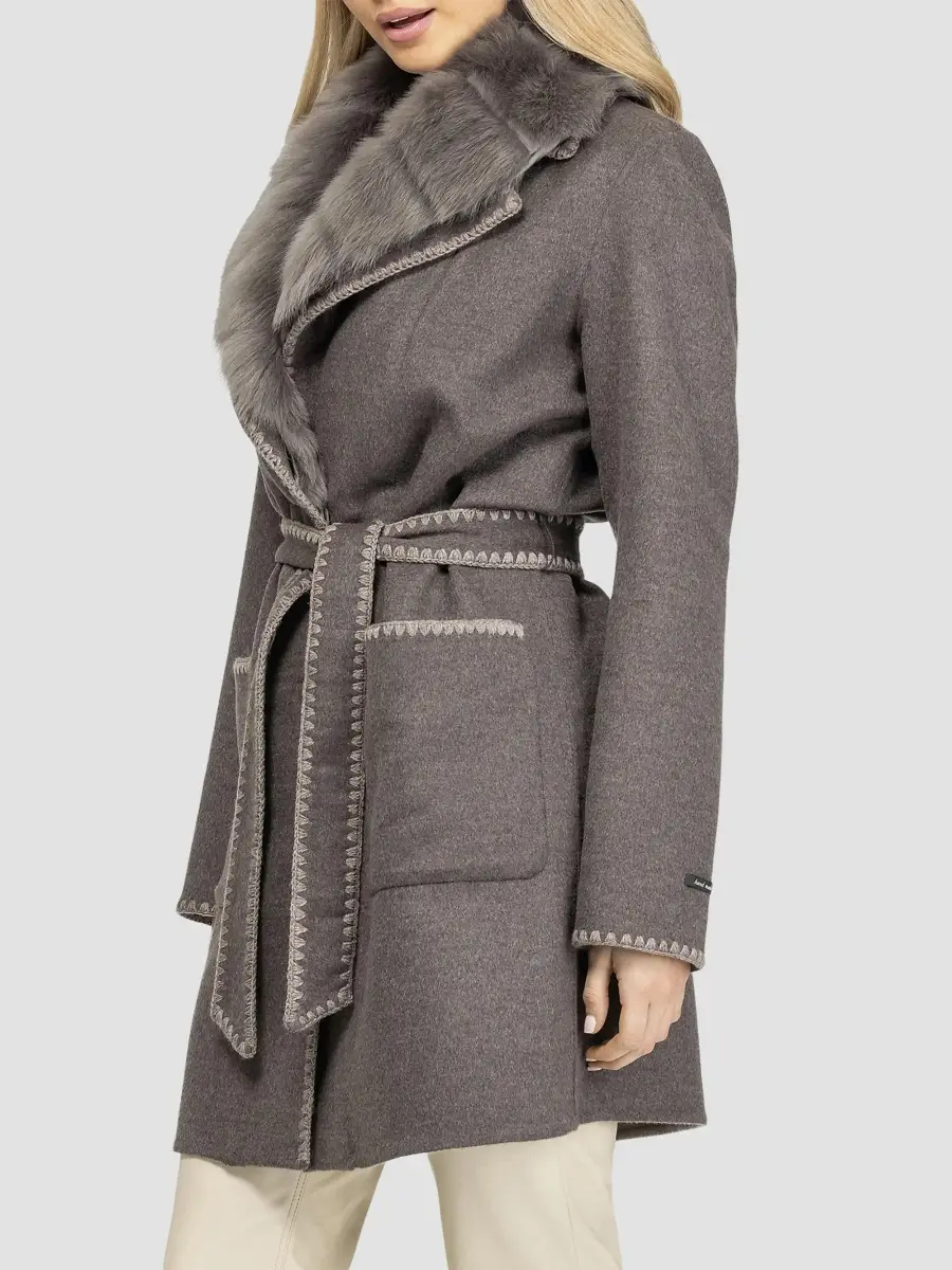 Gorski Women's Cashmere and Wool Stroller with Shearling Lamb Collar | Thumbnail 4 Gorski Women's Cashmere and Wool Stroller with Shearling Lamb Collar | Thumbnail 4