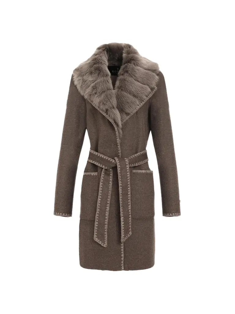 Women's Cashmere and Wool Stroller with Shearling Lamb Collar Women's Cashmere and Wool Stroller with Shearling Lamb Collar