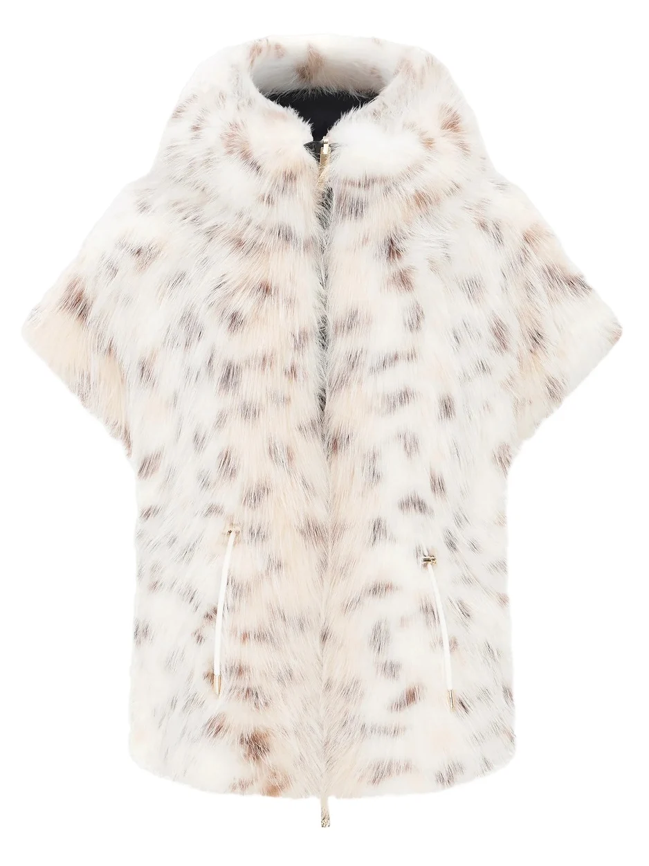Lyla Grant Women's Faux Free Lynx Reversible Hooded Vest