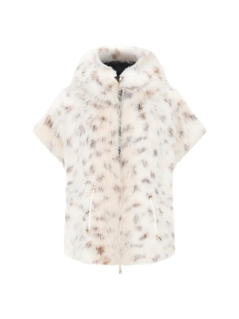 Lyla Grant Women's Faux Free Lynx Reversible Hooded Vest
