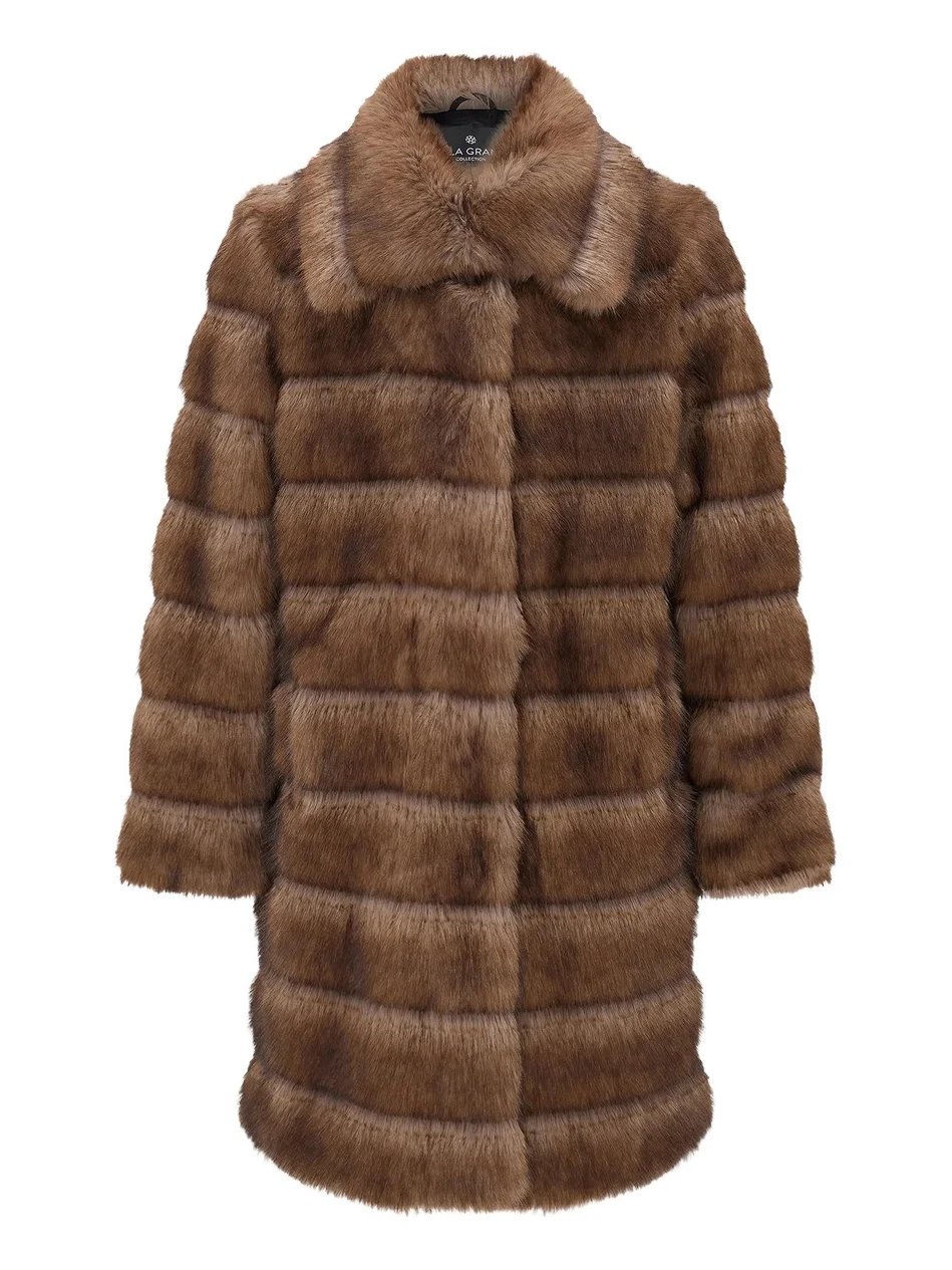 Lyla Grant Women's Faux Fur Sable Short Coat