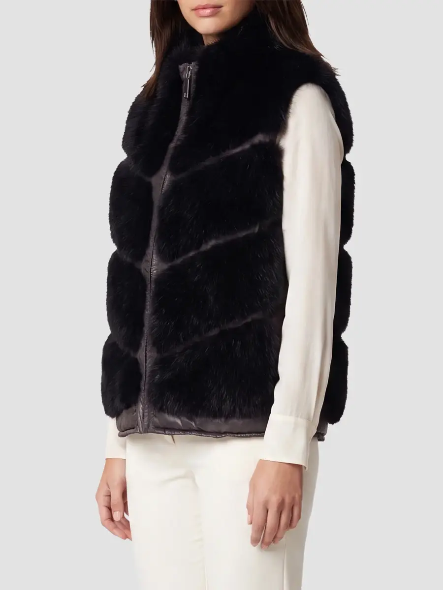 Lyla Grant Women's Faux Fur Silver Fox Vest | Thumbnail 4 Lyla Grant Women's Faux Fur Silver Fox Vest | Thumbnail 4