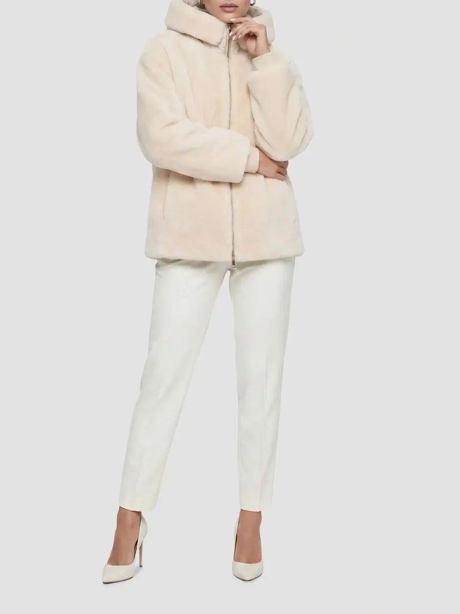 Gorski Women's Select Shearling Lamb Jacket with Hood - Ivory | Thumbnail 2 Gorski Women's Select Shearling Lamb Jacket with Hood - Ivory | Thumbnail 2
