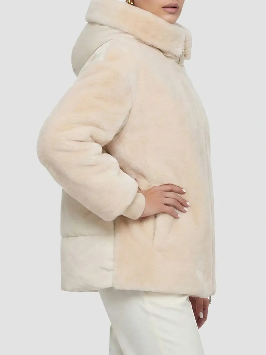 Gorski Women's Select Shearling Lamb Jacket with Hood - Ivory | Thumbnail 4 Gorski Women's Select Shearling Lamb Jacket with Hood - Ivory | Thumbnail 4