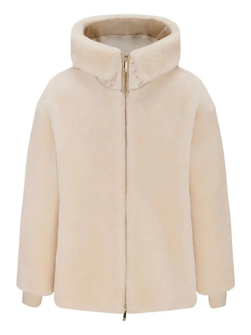 Women's Select Shearling Lamb Jacket with Hood - Ivory