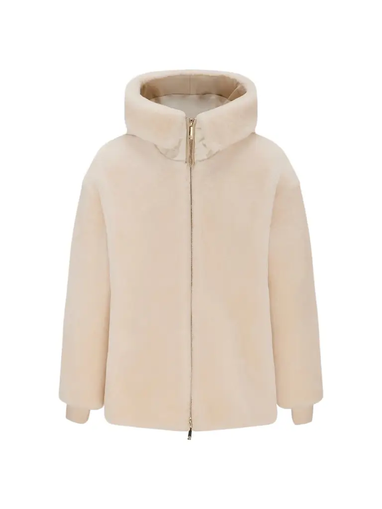 Women's Select Shearling Lamb Jacket with Hood - Ivory Women's Select Shearling Lamb Jacket with Hood - Ivory