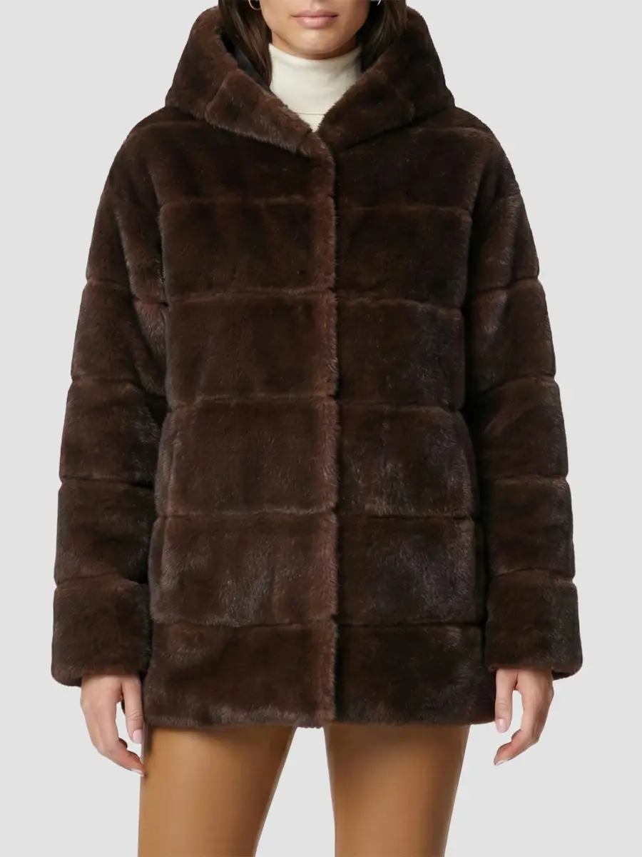 Lyla Grant Women's Faux Fur Mink Jacket with Hood | Thumbnail 3 Lyla Grant Women's Faux Fur Mink Jacket with Hood | Thumbnail 3