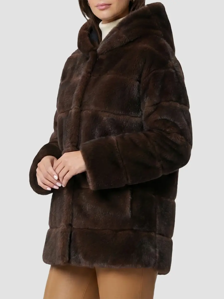 Lyla Grant Women's Faux Fur Mink Jacket with Hood | Thumbnail 4 Lyla Grant Women's Faux Fur Mink Jacket with Hood | Thumbnail 4