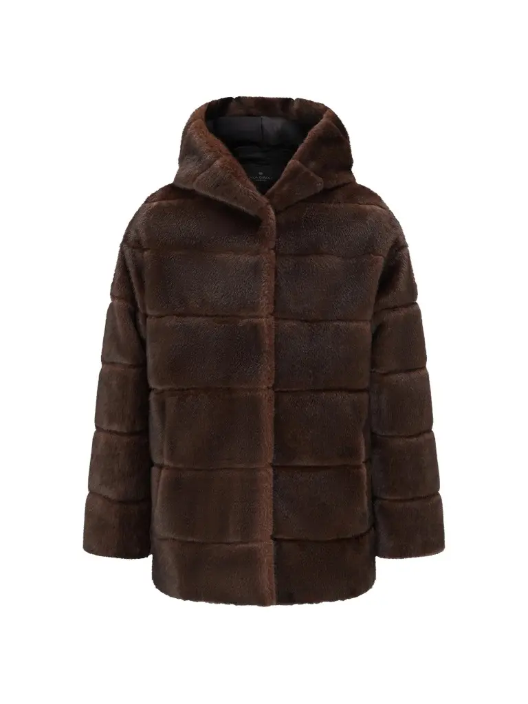 Lyla Grant Women's Faux Fur Mink Jacket with Hood