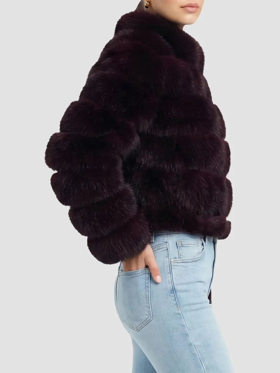 Lyla Grant Women's Faux Fur Fox Reversible Coat | Thumbnail 4