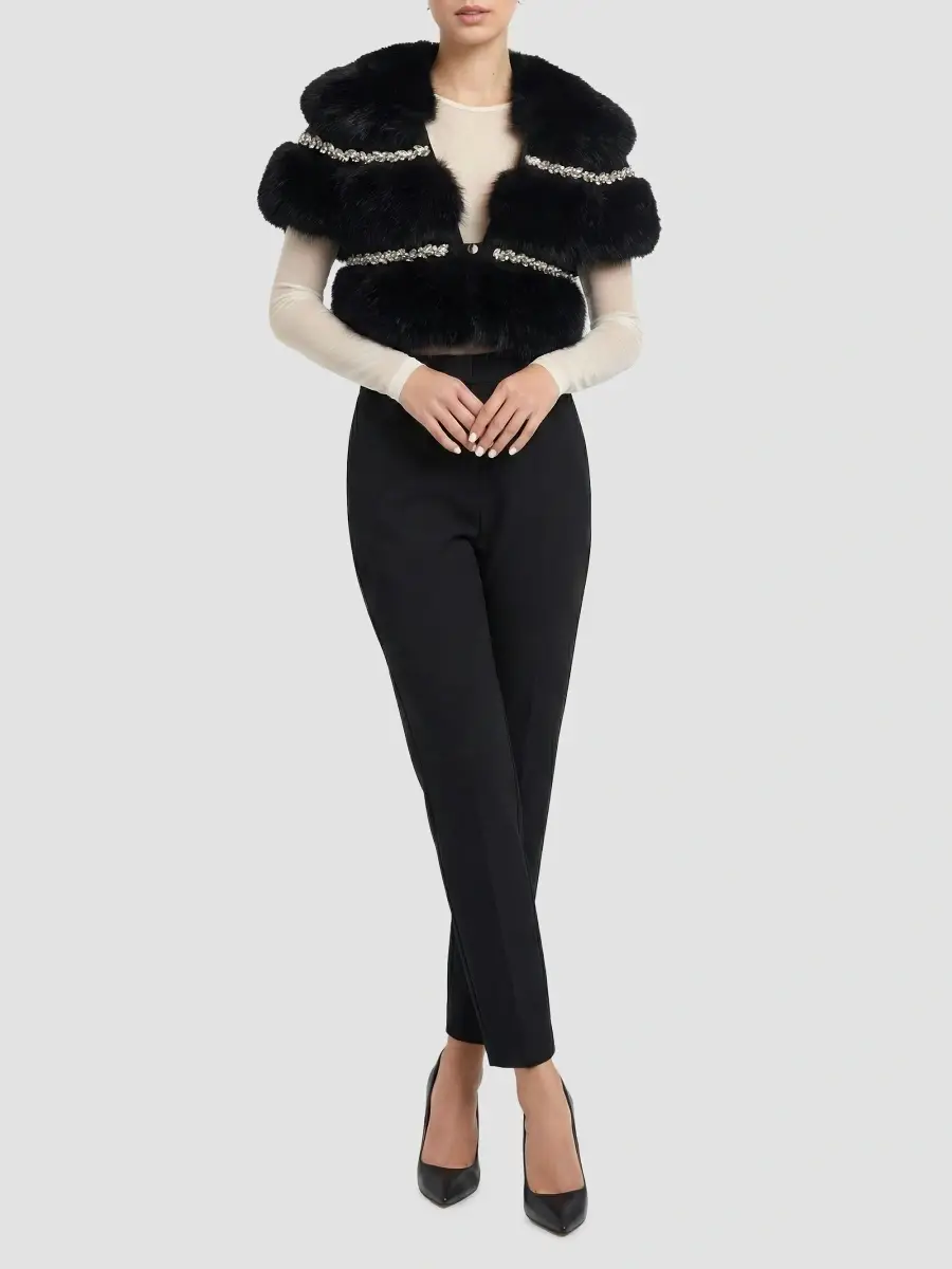 Lyla Grant Women's Fur-Free Fox (Faux Fur) Stole With Rhinestone Inserts | Thumbnail 2 Lyla Grant Women's Fur-Free Fox (Faux Fur) Stole With Rhinestone Inserts | Thumbnail 2