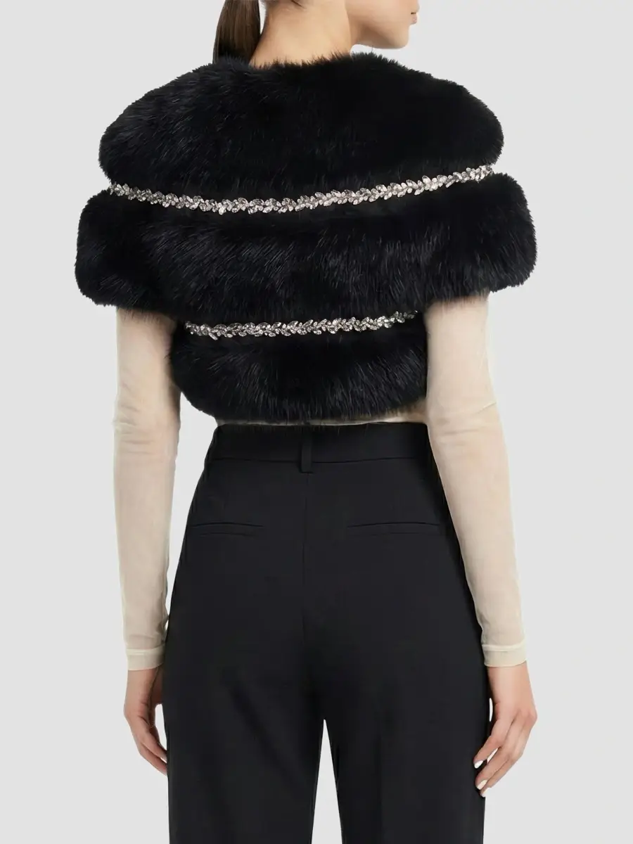 Lyla Grant Women's Fur-Free Fox (Faux Fur) Stole With Rhinestone Inserts | Thumbnail 5 Lyla Grant Women's Fur-Free Fox (Faux Fur) Stole With Rhinestone Inserts | Thumbnail 5