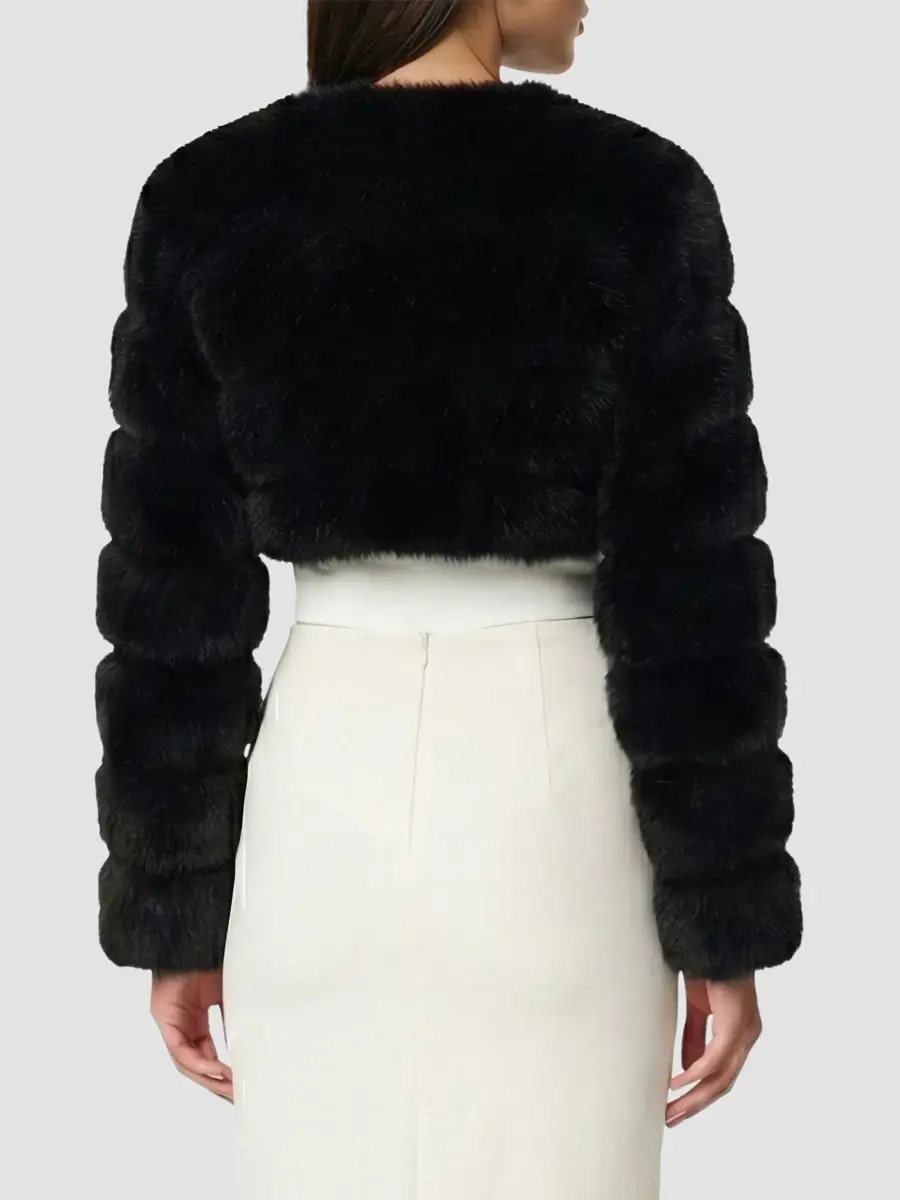 Lyla Grant Women's Faux Fur Fox Bolero Coat with Rhinestones | Thumbnail 5
