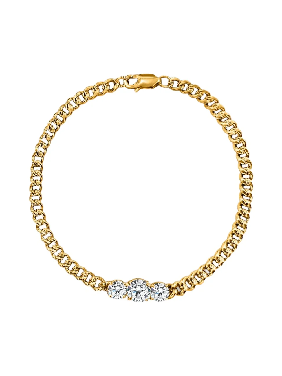 FANTASIA by DESERIO Women's Legacy Trilogy 18K-Yellow-Gold Vermeil & 1.90 TCW Cubic Zirconia Chain Bracelet
