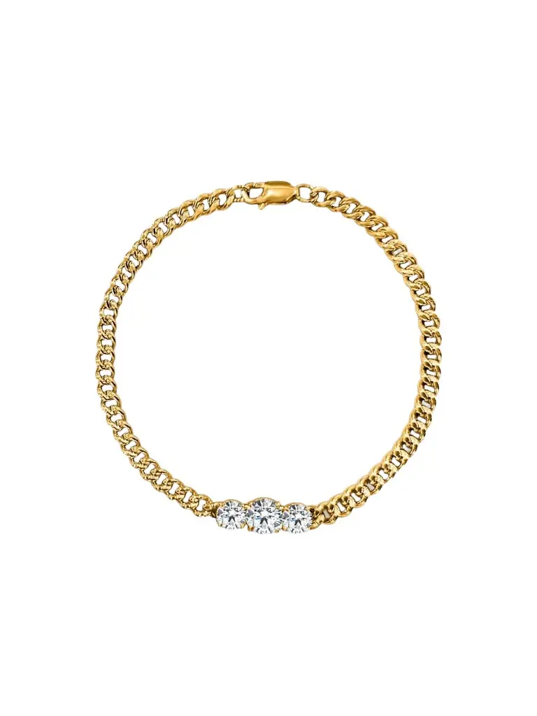 FANTASIA by DESERIO Women's Legacy Trilogy 18K-Yellow-Gold Vermeil & 1.90 TCW Cubic Zirconia Chain Bracelet