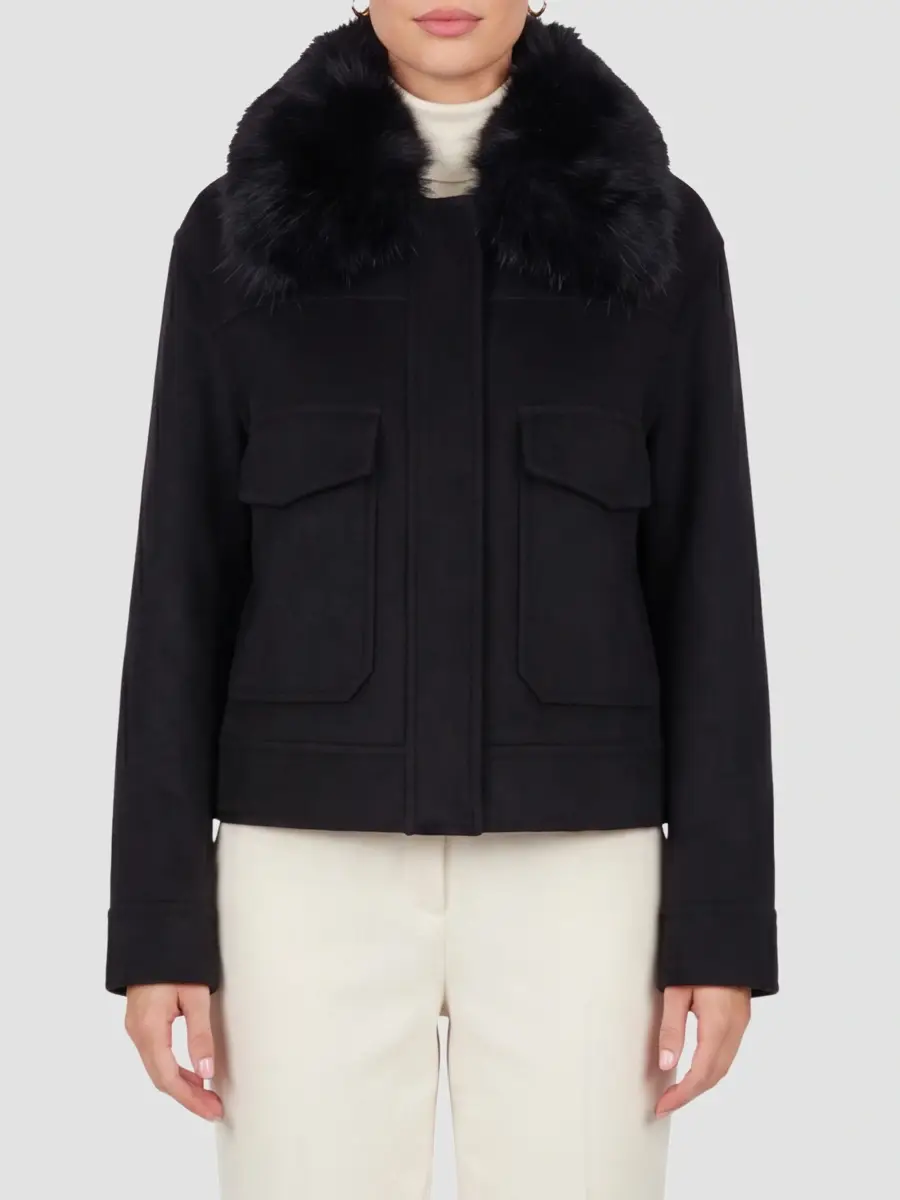 Gorski Women's Select Cashmere and Wool Blend Jacket with Detachable Goat Collar | Thumbnail 3 Gorski Women's Select Cashmere and Wool Blend Jacket with Detachable Goat Collar | Thumbnail 3