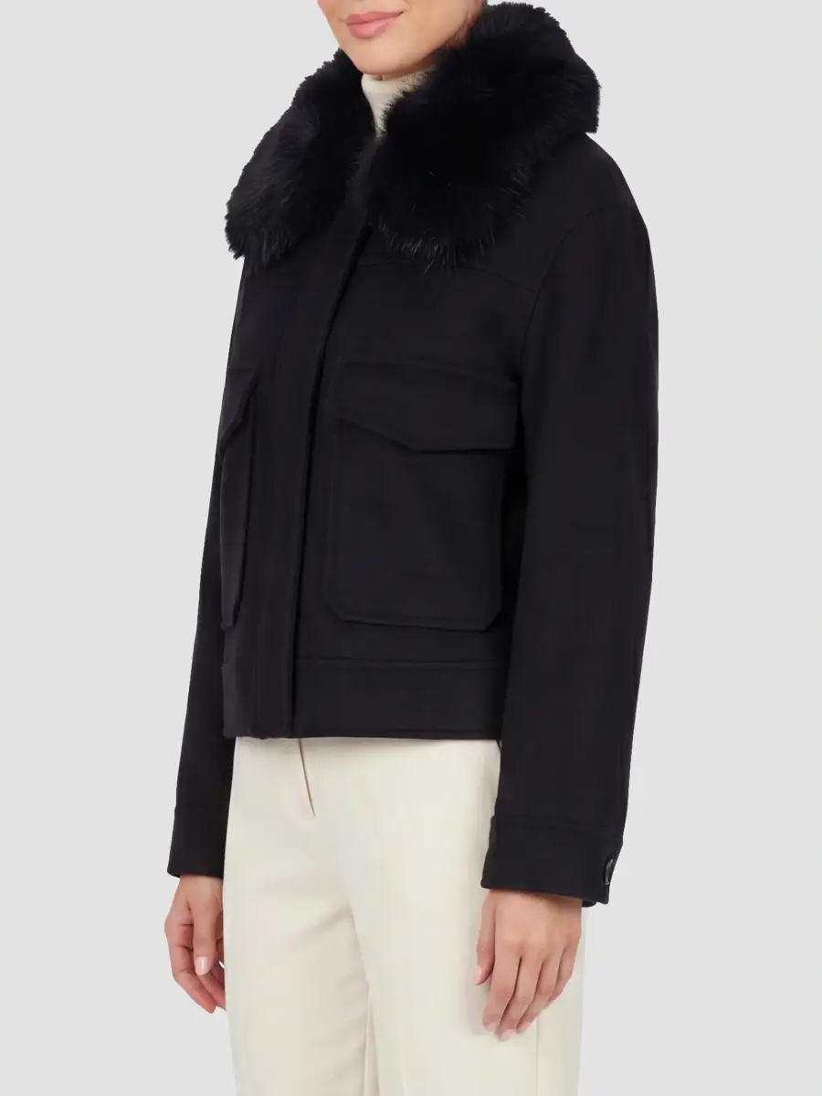 Gorski Women's Select Cashmere and Wool Blend Jacket with Detachable Goat Collar | Thumbnail 4 Gorski Women's Select Cashmere and Wool Blend Jacket with Detachable Goat Collar | Thumbnail 4