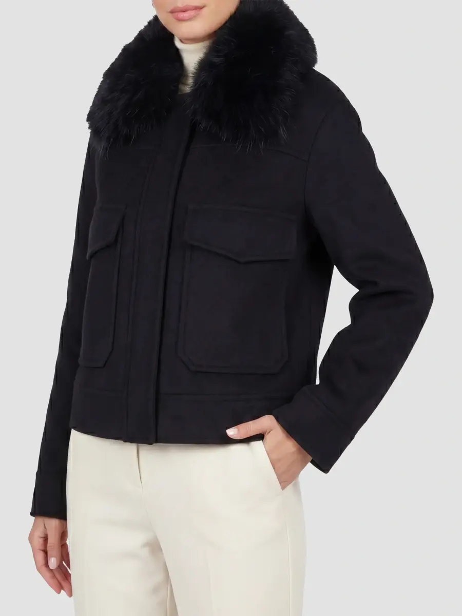 Gorski Women's Select Cashmere and Wool Blend Jacket with Detachable Goat Collar | Thumbnail 6 Gorski Women's Select Cashmere and Wool Blend Jacket with Detachable Goat Collar | Thumbnail 6