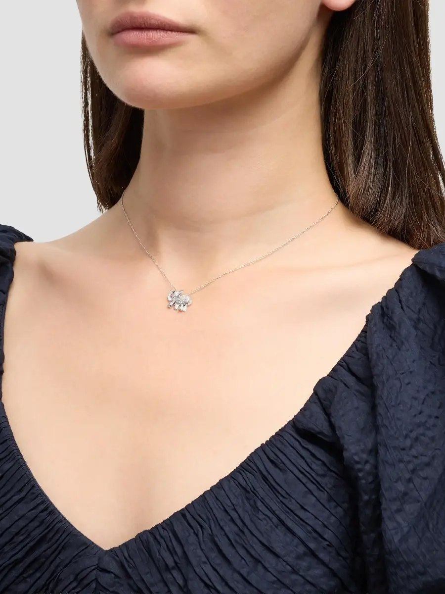 Roberto Coin Women's 18K White Gold, 0.19 TCW Diamond & Blue Sapphire Elephant Pendant Necklace | Thumbnail 2 Roberto Coin Women's 18K White Gold, 0.19 TCW Diamond & Blue Sapphire Elephant Pendant Necklace | Thumbnail 2