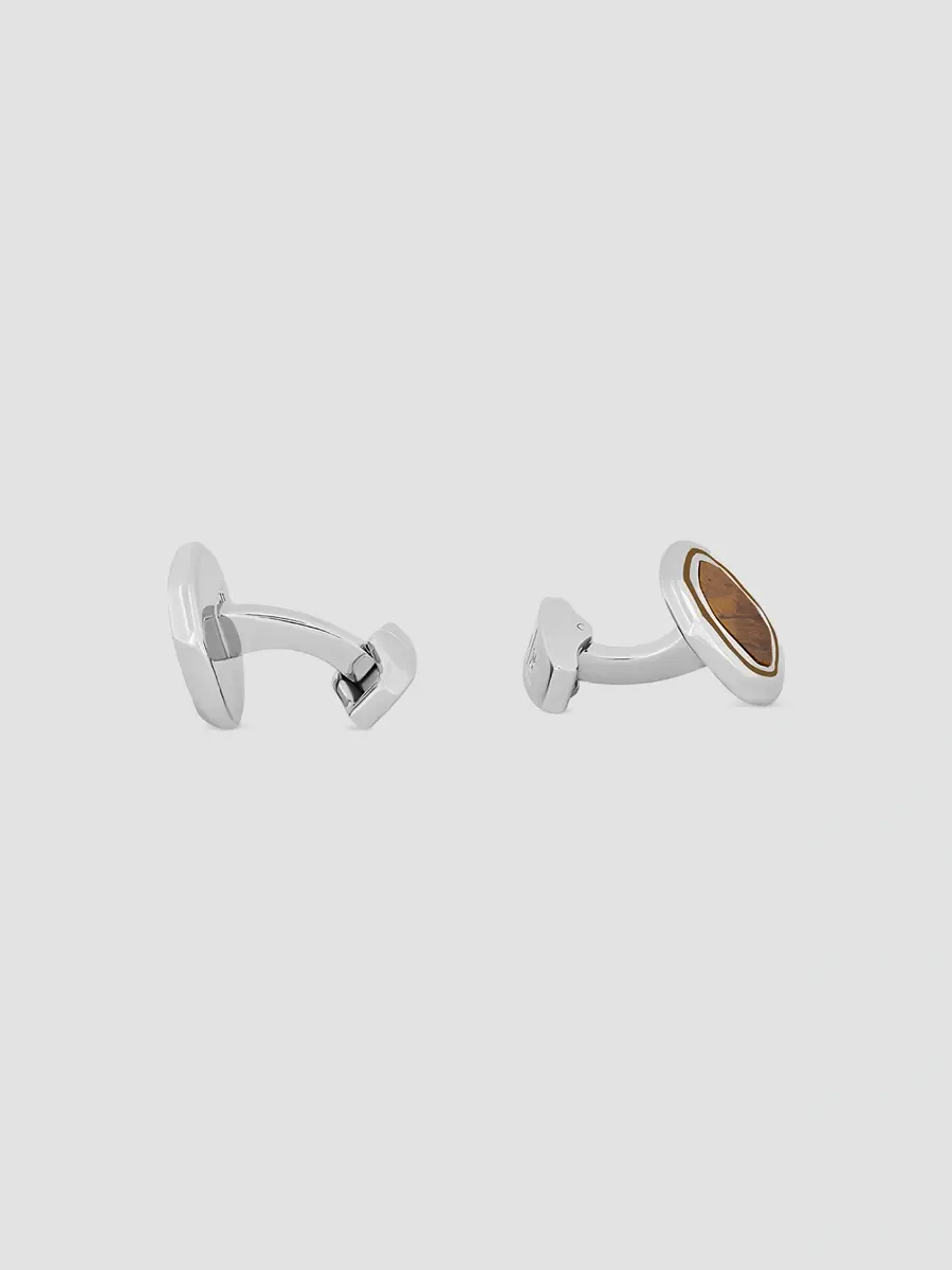 Tateossian Men's Tiger's Eye & Rhodium-Plated Octagon Cufflinks | Thumbnail 2
