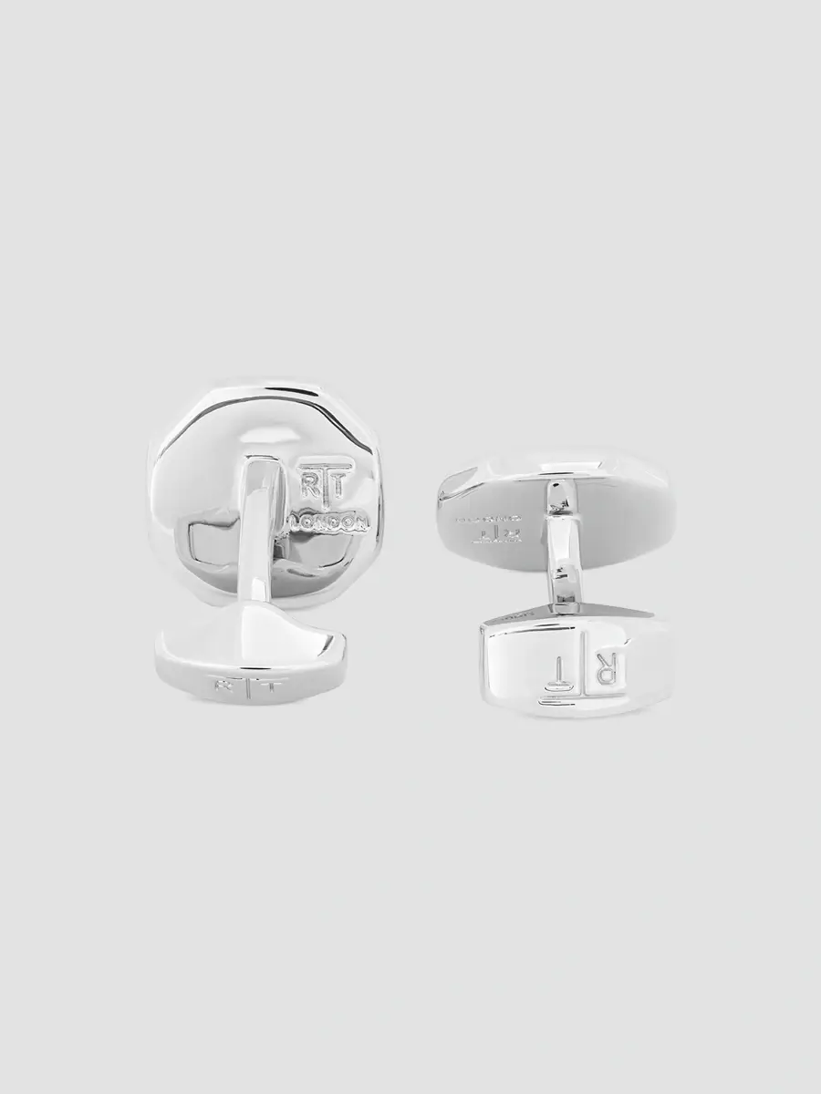 Tateossian Men's Tiger's Eye & Rhodium-Plated Octagon Cufflinks | Thumbnail 3