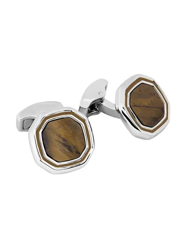Tateossian Men's Tiger's Eye & Rhodium-Plated Octagon Cufflinks