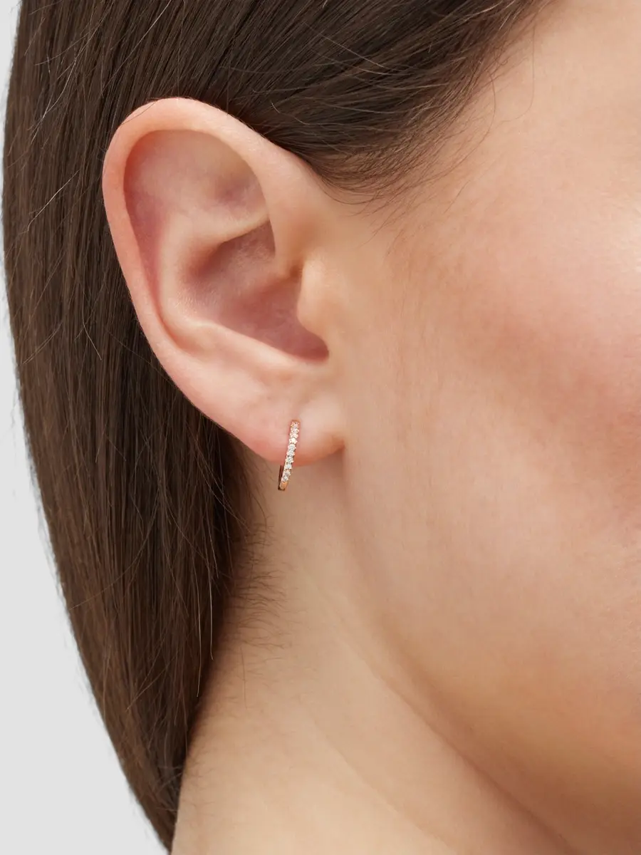 Roberto Coin Women's 18K Rose Gold & 0.09 TCW Diamond Micro Hoop Earrings | Thumbnail 2 Roberto Coin Women's 18K Rose Gold & 0.09 TCW Diamond Micro Hoop Earrings | Thumbnail 2