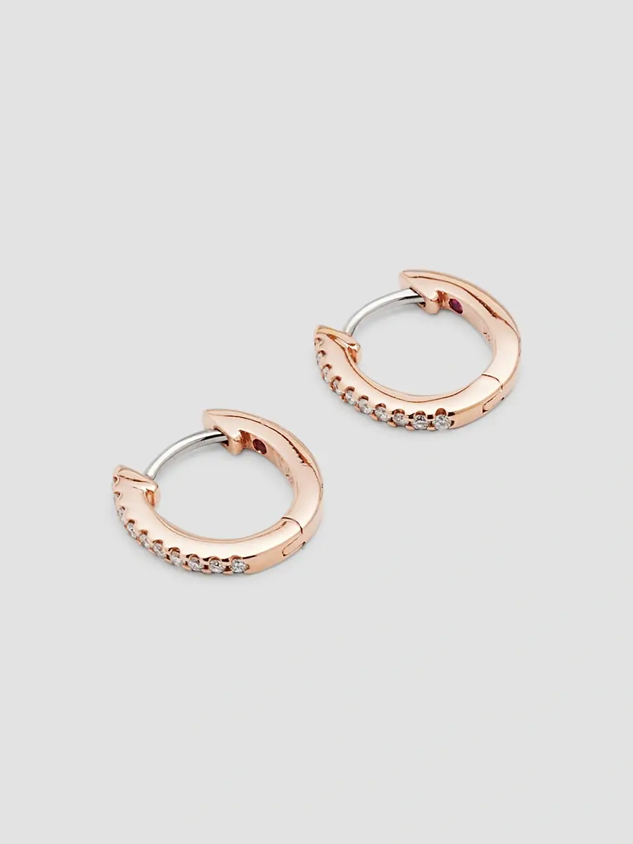 Roberto Coin Women's 18K Rose Gold & 0.09 TCW Diamond Micro Hoop Earrings | Thumbnail 3 Roberto Coin Women's 18K Rose Gold & 0.09 TCW Diamond Micro Hoop Earrings | Thumbnail 3