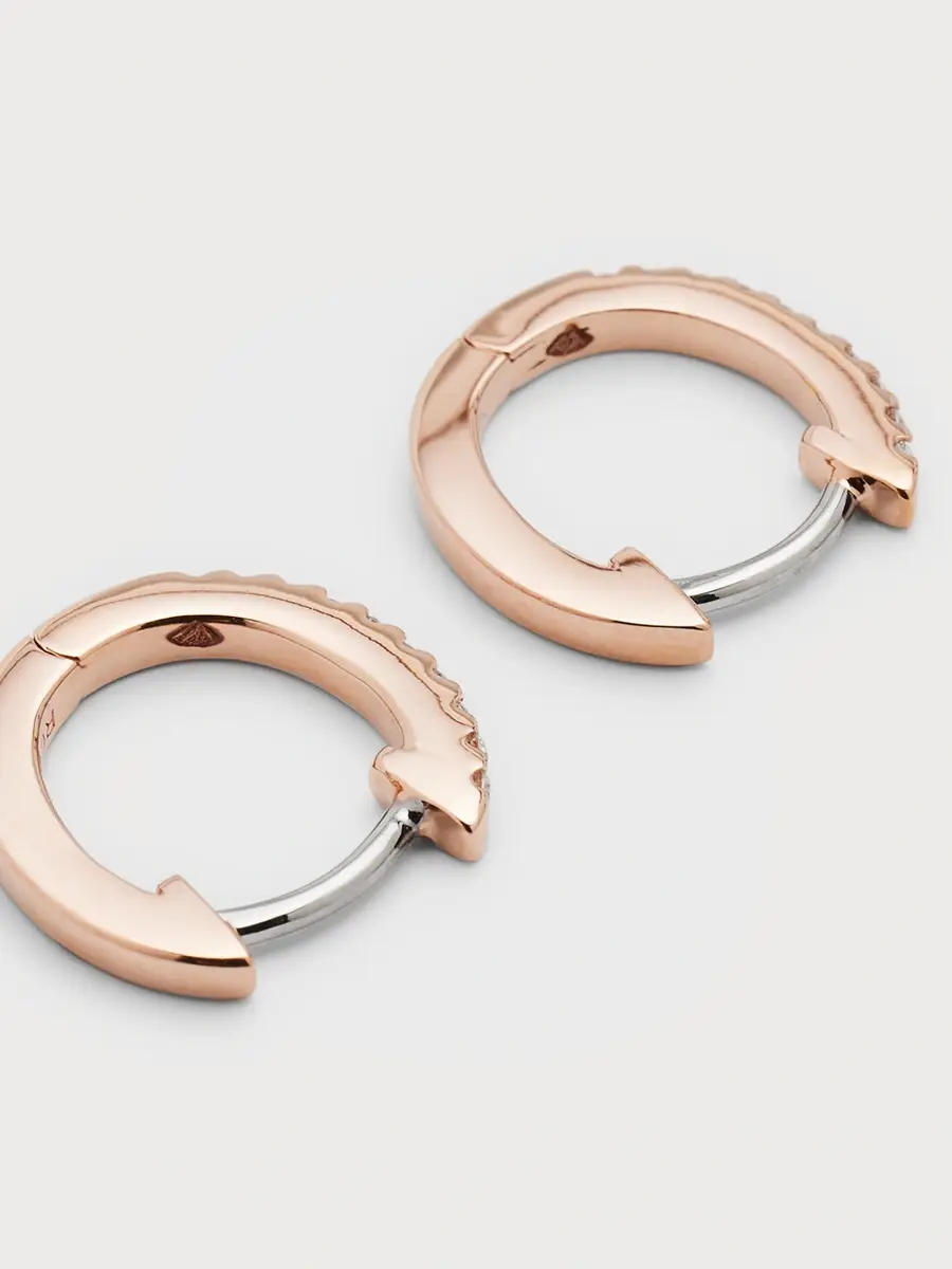 Roberto Coin Women's 18K Rose Gold & 0.09 TCW Diamond Micro Hoop Earrings | Thumbnail 4 Roberto Coin Women's 18K Rose Gold & 0.09 TCW Diamond Micro Hoop Earrings | Thumbnail 4