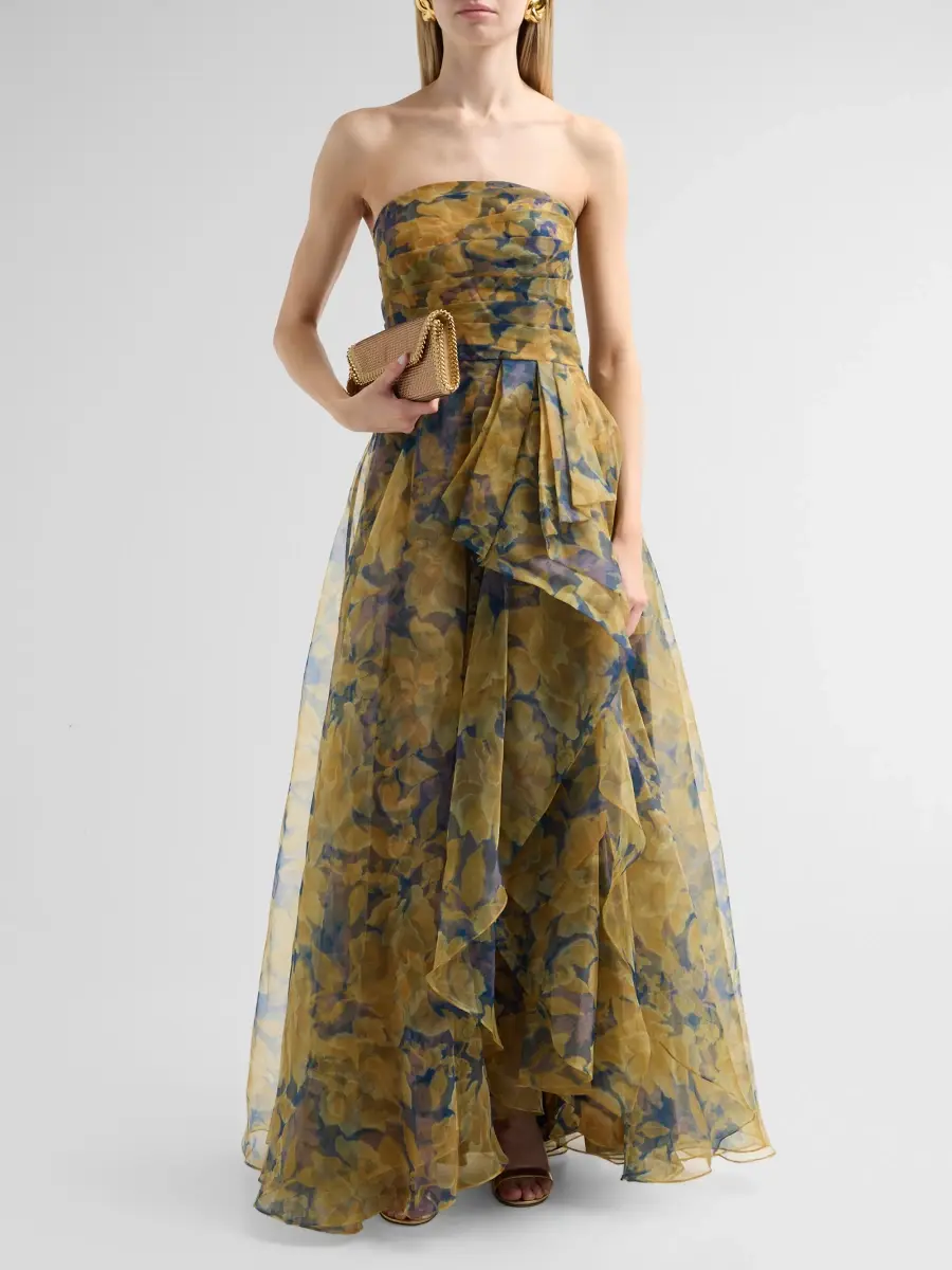 THEIA Women's Fahreta Floral Organza Strapless Gown | Thumbnail 2 THEIA Women's Fahreta Floral Organza Strapless Gown | Thumbnail 2