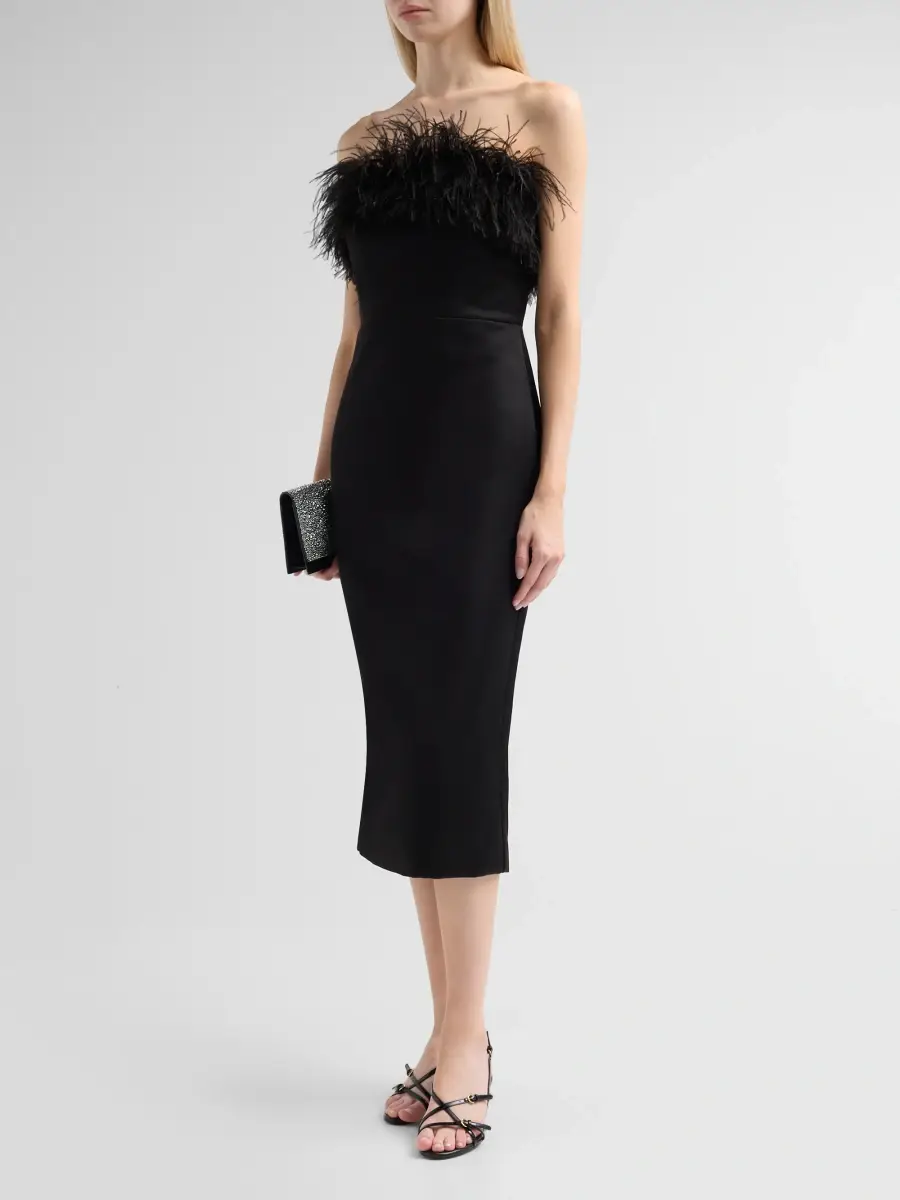 THEIA Women's Ginger Feather-Trimmed Sheath Dress | Thumbnail 4 THEIA Women's Ginger Feather-Trimmed Sheath Dress | Thumbnail 4