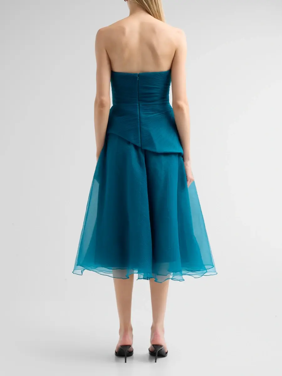 THEIA Women's Veda Organza Strapless Midi Dress | Thumbnail 3 THEIA Women's Veda Organza Strapless Midi Dress | Thumbnail 3