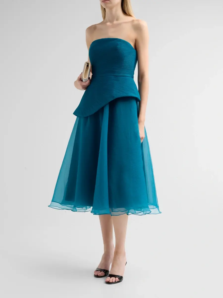 THEIA Women's Veda Organza Strapless Midi Dress | Thumbnail 4 THEIA Women's Veda Organza Strapless Midi Dress | Thumbnail 4