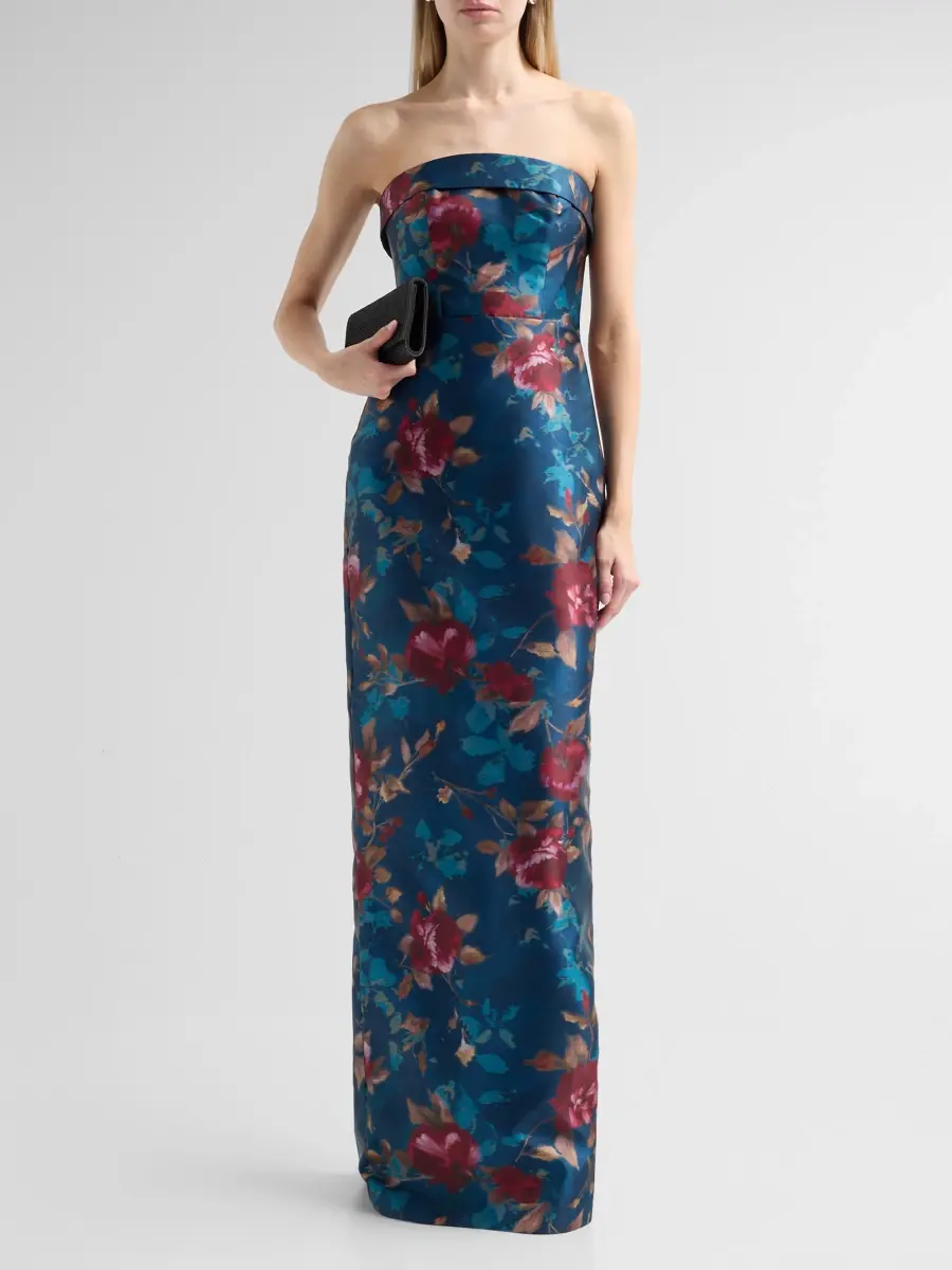 THEIA Women's Cleo Floral Strapless Column Gown | Thumbnail 2 THEIA Women's Cleo Floral Strapless Column Gown | Thumbnail 2