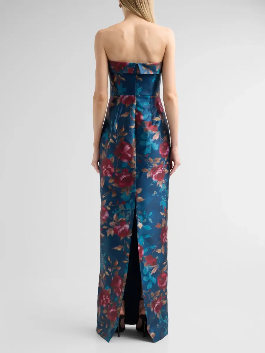THEIA Women's Cleo Floral Strapless Column Gown | Thumbnail 3 THEIA Women's Cleo Floral Strapless Column Gown | Thumbnail 3