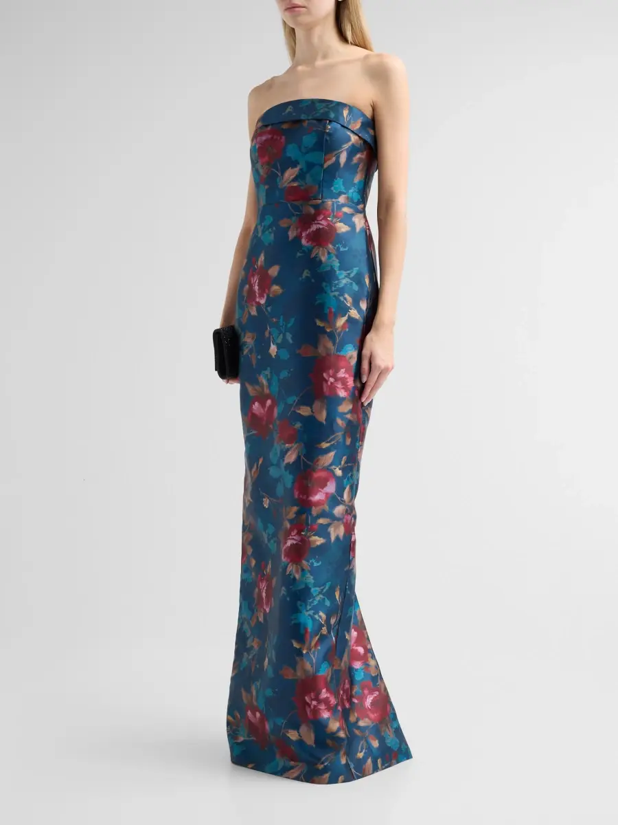 THEIA Women's Cleo Floral Strapless Column Gown | Thumbnail 4 THEIA Women's Cleo Floral Strapless Column Gown | Thumbnail 4