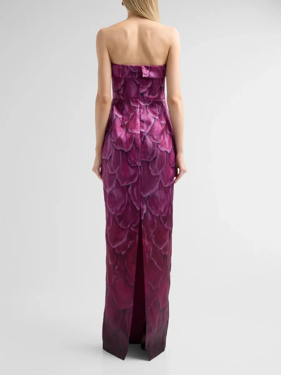 THEIA Women's Cleo Ombré Petal-Print Strapless Column Gown | Thumbnail 3 THEIA Women's Cleo Ombré Petal-Print Strapless Column Gown | Thumbnail 3