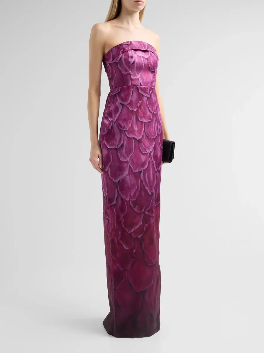 THEIA Women's Cleo Ombré Petal-Print Strapless Column Gown | Thumbnail 4 THEIA Women's Cleo Ombré Petal-Print Strapless Column Gown | Thumbnail 4