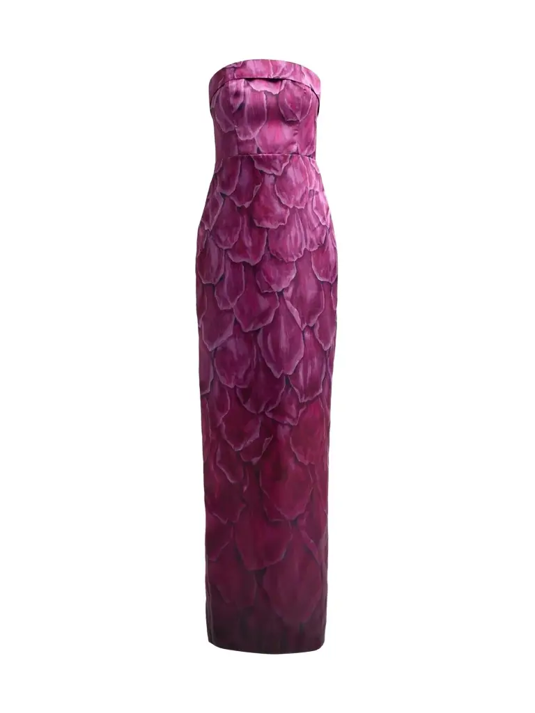 Women's Cleo Ombré Petal-Print Strapless Column Gown Women's Cleo Ombré Petal-Print Strapless Column Gown