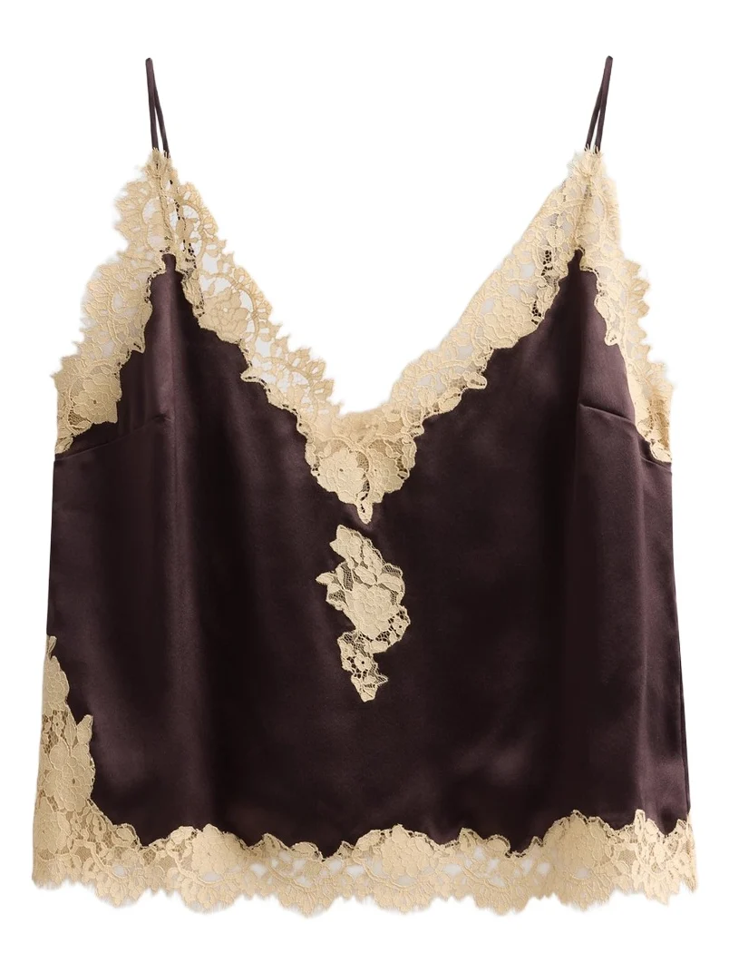 Women's Kira Lace-Trimmed Silk Camisole