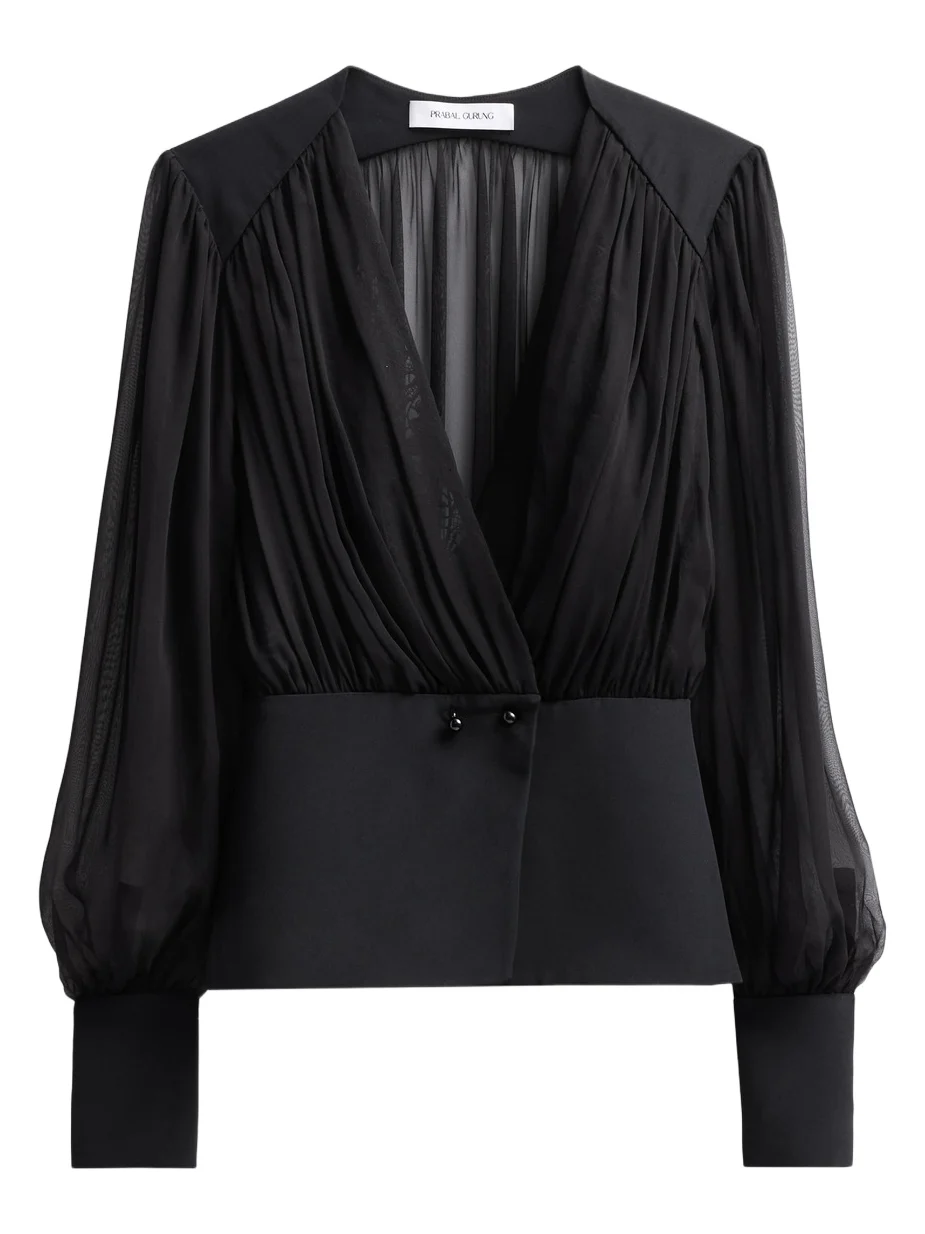 Women's Chiffon Silk Ruched Blouse Women's Chiffon Silk Ruched Blouse