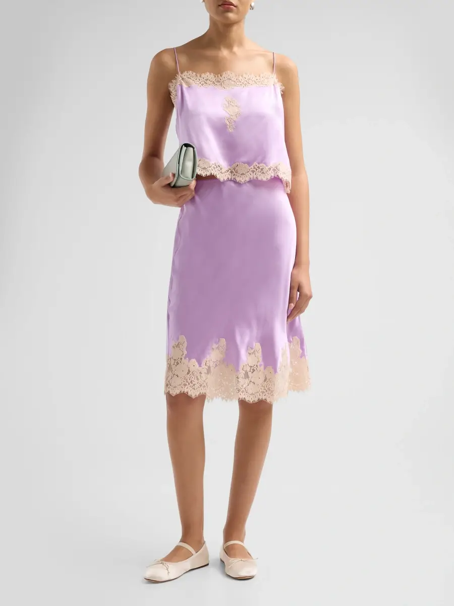 DÔEN Women's Elowette Silk & Lace Midi-Skirt - Orchid Blossom | Thumbnail 2 DÔEN Women's Elowette Silk & Lace Midi-Skirt - Orchid Blossom | Thumbnail 2