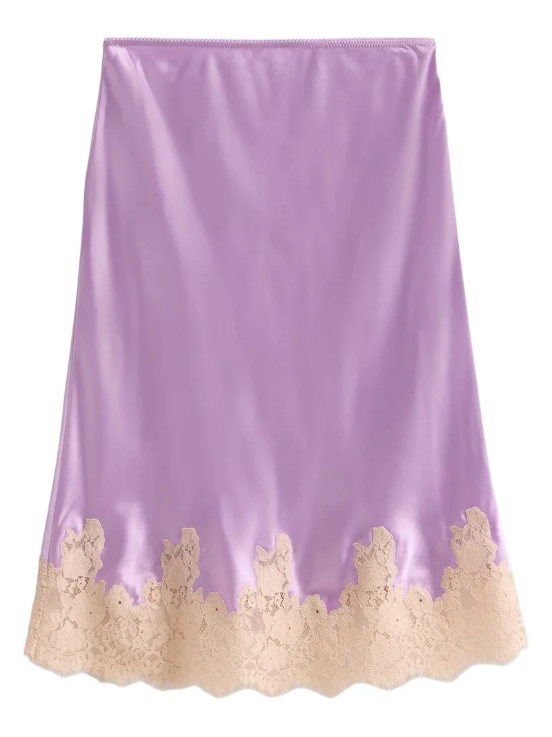 DÔEN Women's Elowette Silk & Lace Midi-Skirt - Orchid Blossom