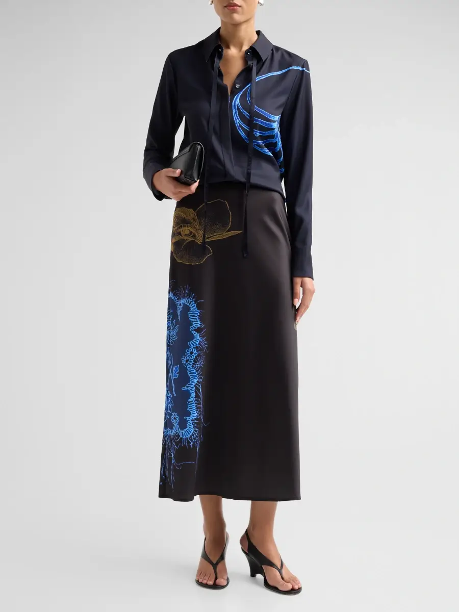 Jason Wu Collection Women's Printed Crepe Satin Bias Midi Skirt | Thumbnail 2 Jason Wu Collection Women's Printed Crepe Satin Bias Midi Skirt | Thumbnail 2