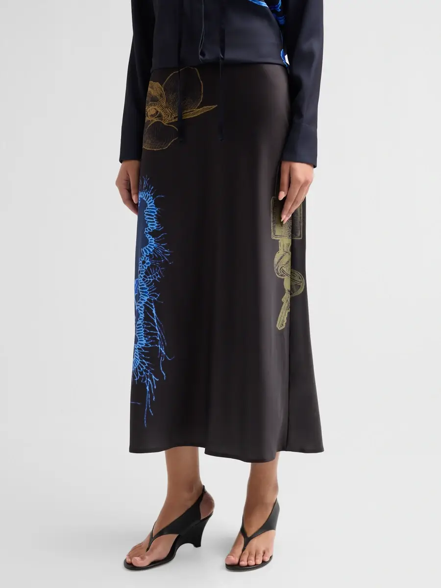 Jason Wu Collection Women's Printed Crepe Satin Bias Midi Skirt | Thumbnail 4 Jason Wu Collection Women's Printed Crepe Satin Bias Midi Skirt | Thumbnail 4